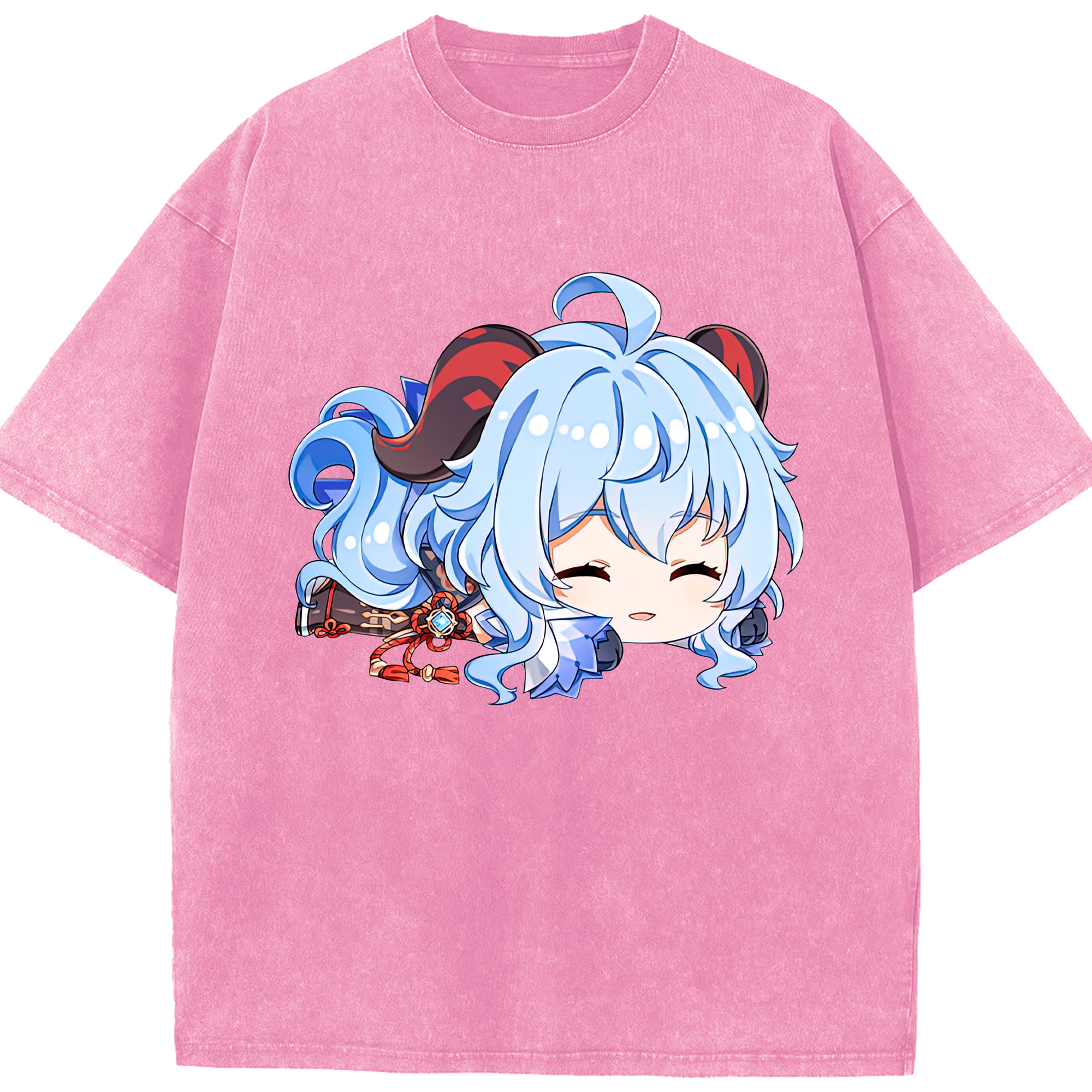 げんし神 甘雨 かんう genshin Ganyu 綿100% ヴィンテージ風 半袖Tシャツ（フロントプリント）
